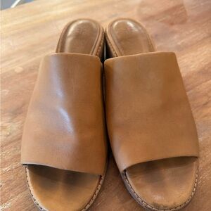 Frye Tan Leather Mule Sandals